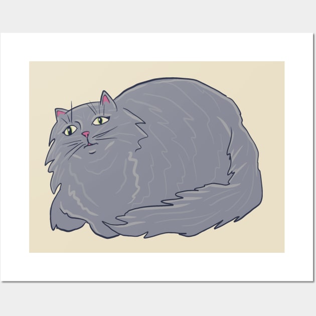 Fluffy Gray Cat Wall Art by ericamhf86